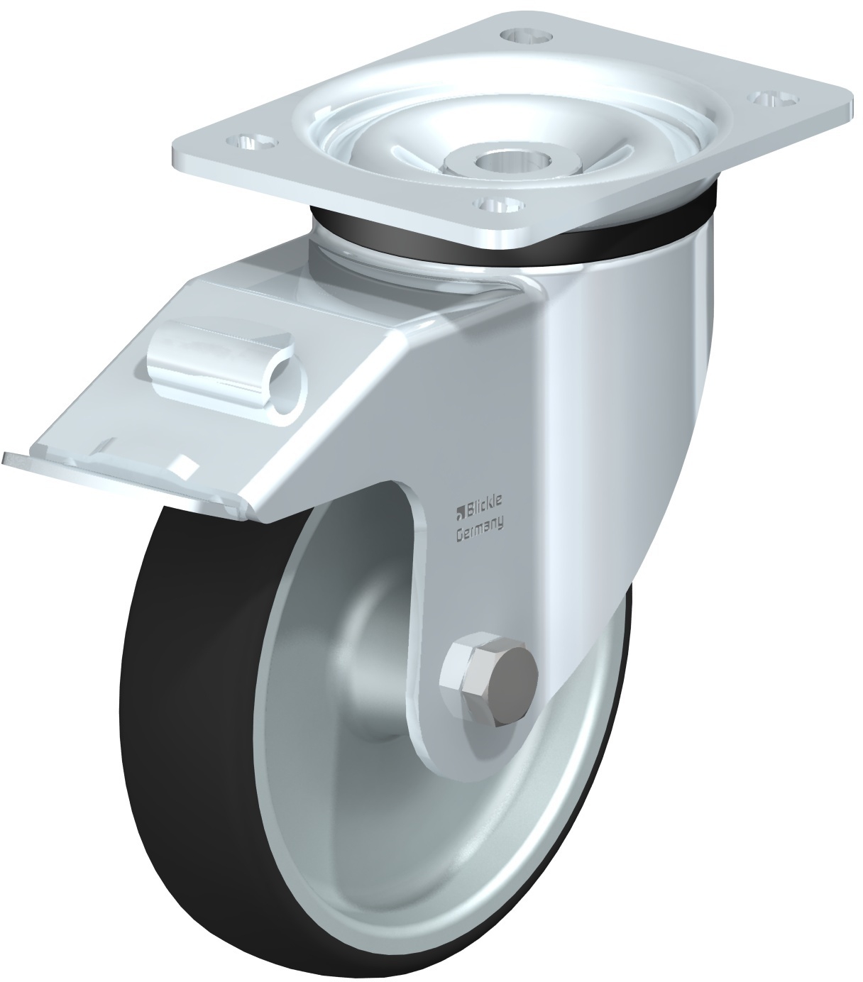 Roulette pivotante LK-PATH à platine Moyeu lisse avec frein Stop-fix Blickle