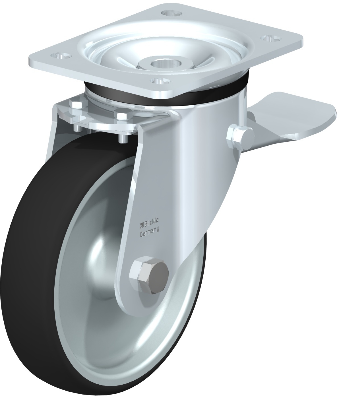 Roulette pivotante LK-PATH à platine Moyeu lisse avec frein Stop-top Blickle