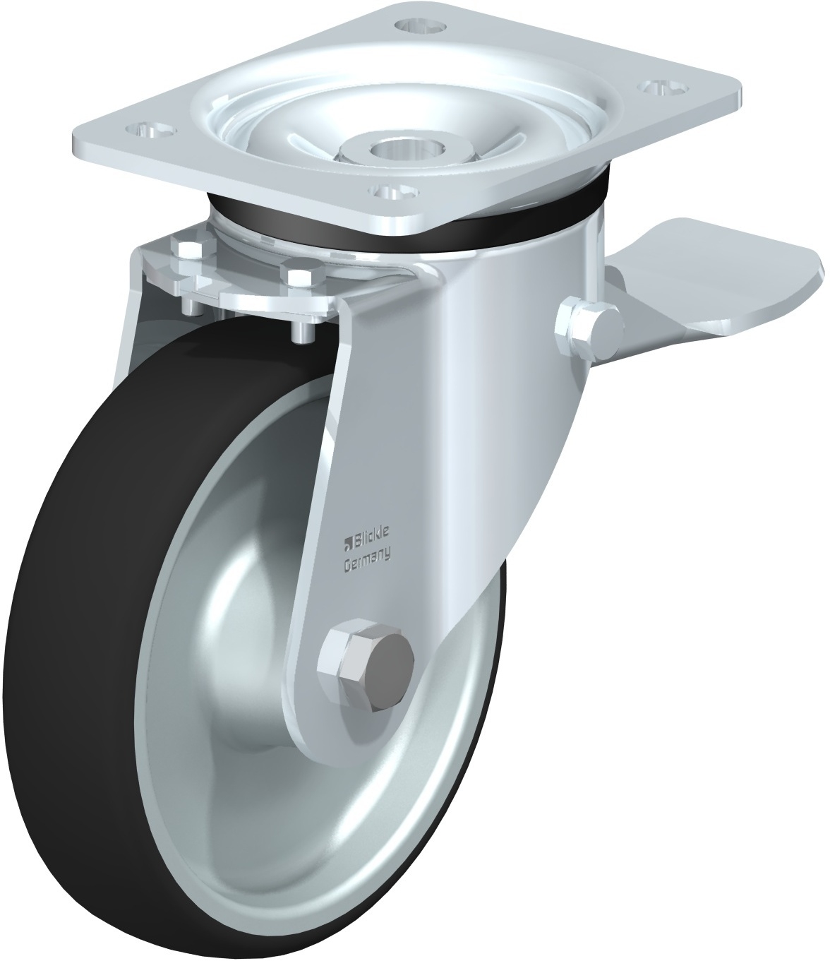 Roulette pivotante LK-PATH à platine Roulement à rouleaux avec frein Stop-top Blickle