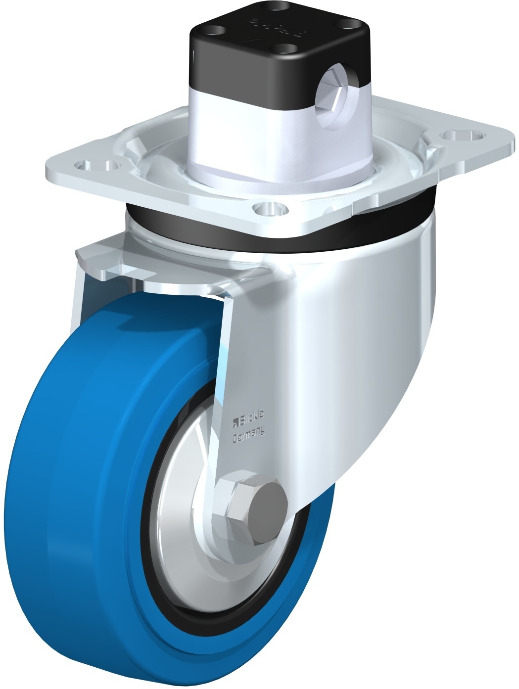 Roulette pivotante LK-POEV à platine Pare-fils à billes Inox avec frein Central-stop Blickle