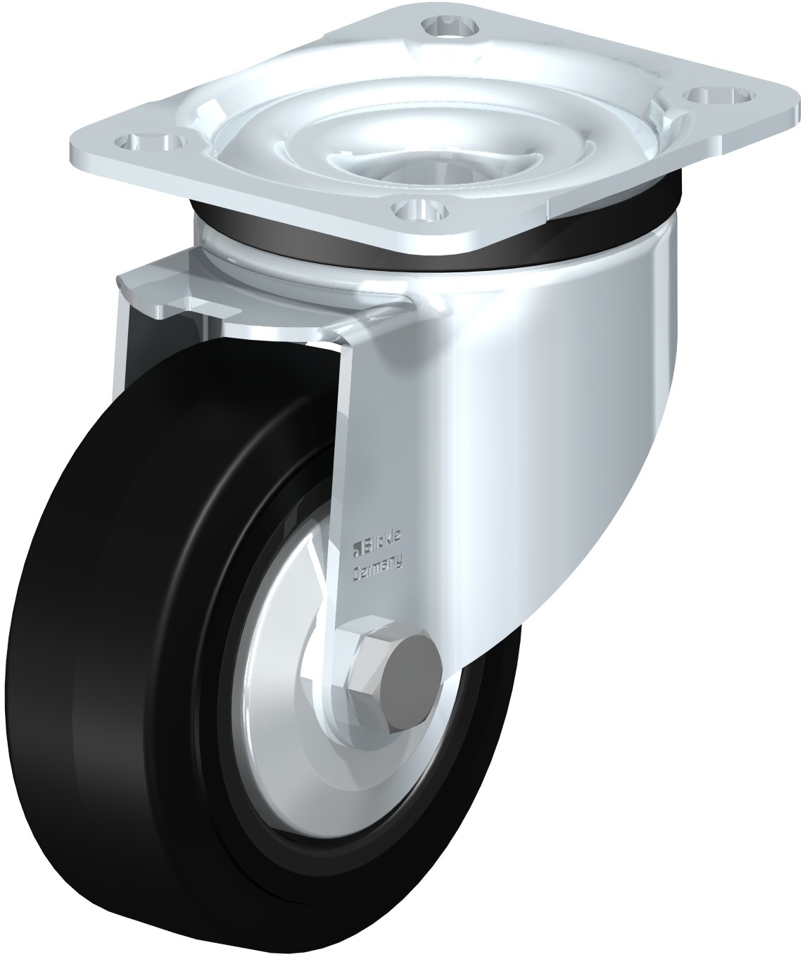 Roulette pivotante LK-POEV à platine Pare-fils à billes Inox sans frein 