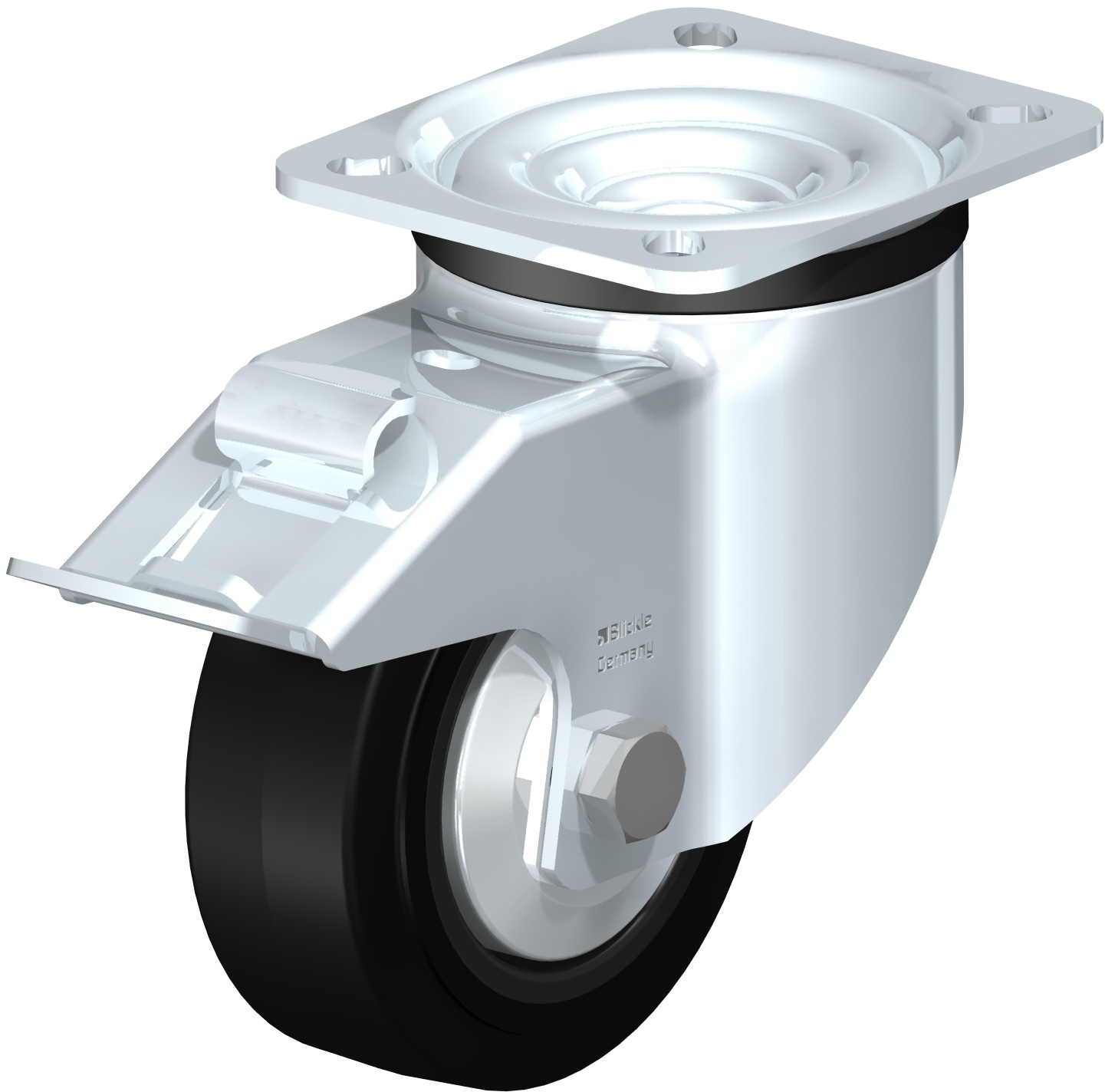 Roulette pivotante LK-POEV à platine Pare-fils Roulement à billes Inox avec frein Stop-fix Blickle