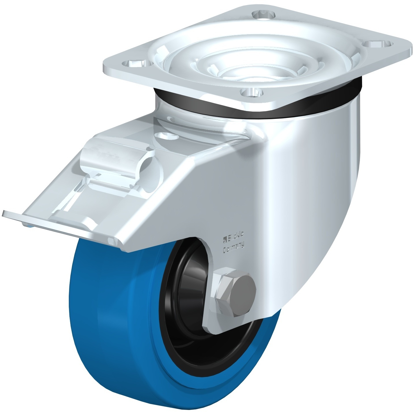 Roulette pivotante LK-POEV à platine à billes non tachant bleu avec frein Stop-fix Blickle