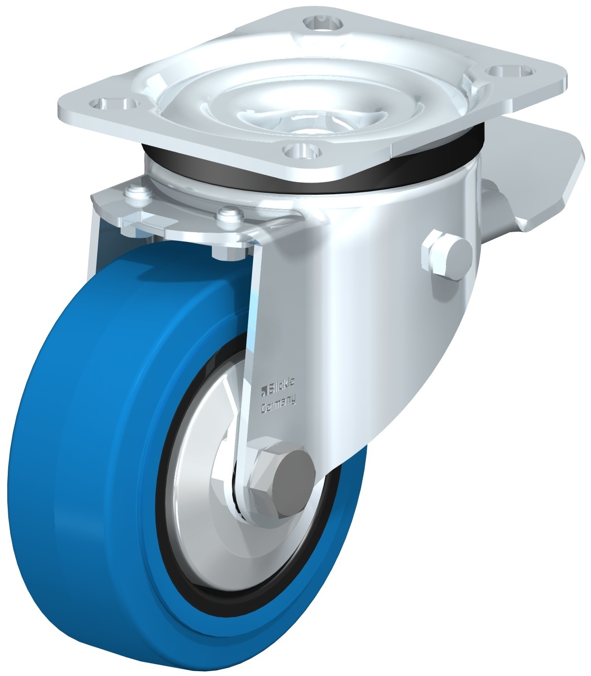 Roulette pivotante LK-POEV à platine Pare-fils à billes Inox avec frein Stop-top Blickle