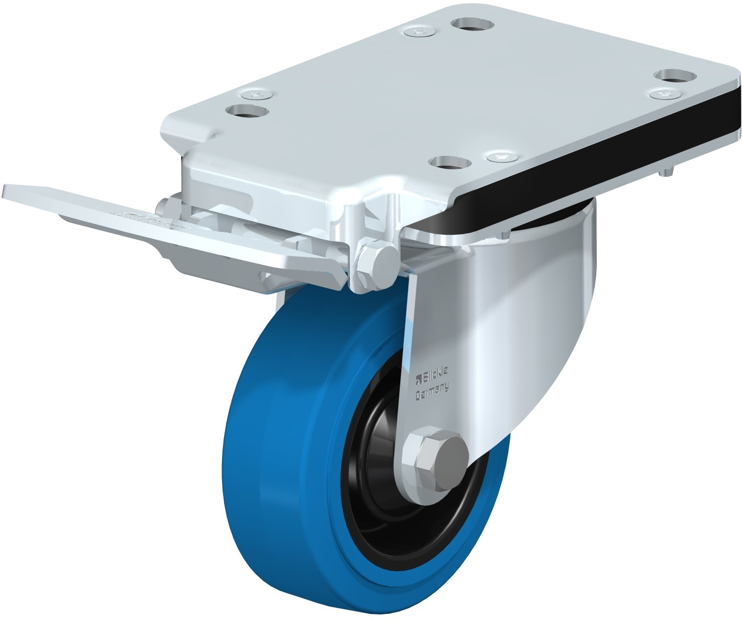 Roulette pivotante LK-POEV à platine à billes non tachant gris avec frein Ideal-stop Blickle