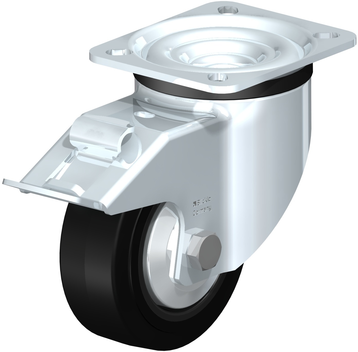 Roulette pivotante LK-POEV à platine Pare-fils à rouleaux Inox avec frein Stop-fix Blickle