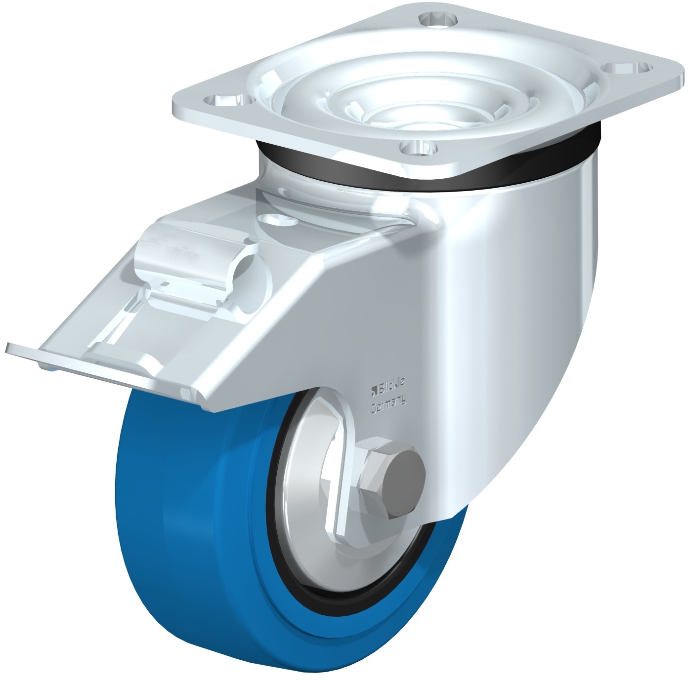 Roulette pivotante LK-POEV à platine Pare-fils NT gris à rouleaux Inox frein Stop-fix Blickle