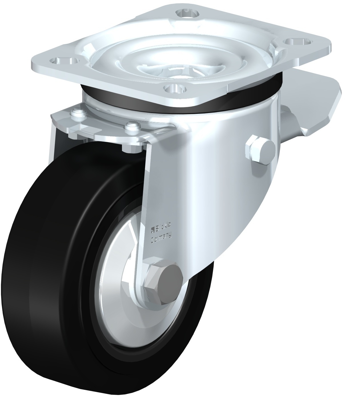 Roulette pivotante LK-POEV à platine Pare-fils à rouleaux Inox avec frein Stop-top Blickle