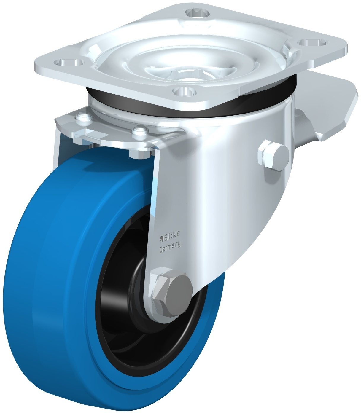 Roulette pivotante LK-POEV à platine à rouleaux non tachant gris avec frein Stop-top Blickle