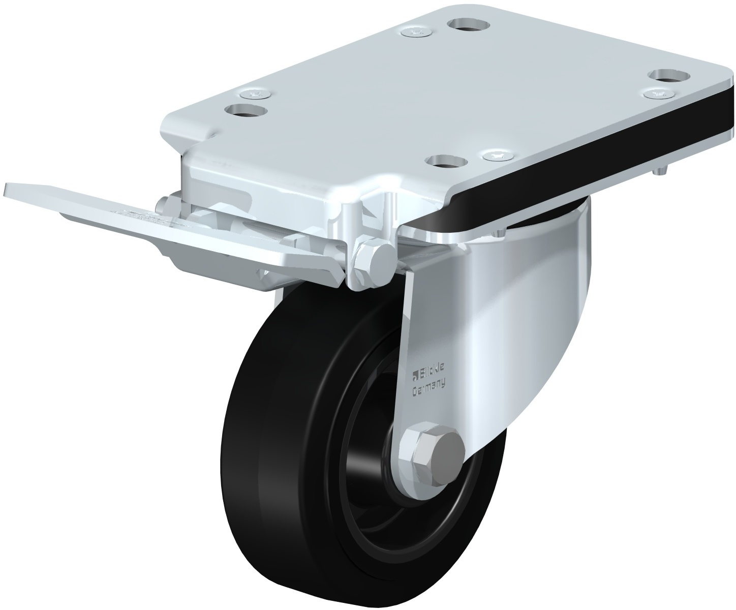Roulette pivotante LK-POEV à platine à rouleaux avec frein Ideal-stop Blickle