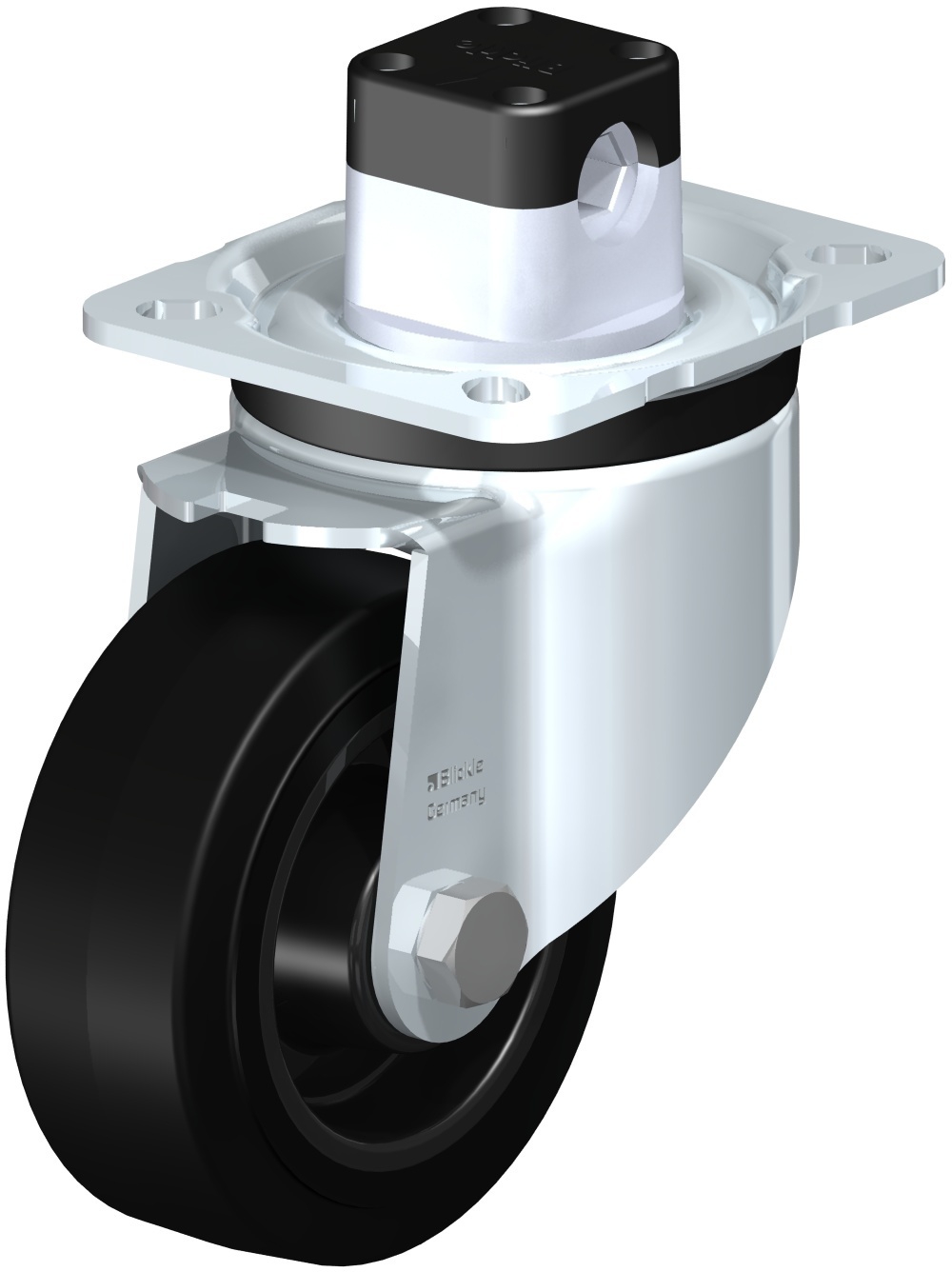 Roulette pivotante LK-POEV à platine à rouleaux Inox avec frein Central-stop Blickle