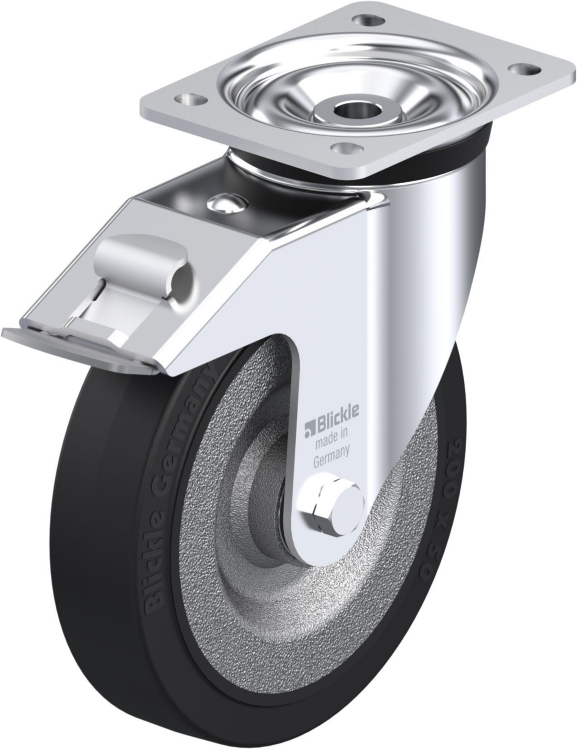 Roulette pivotante LK-SE à platine Roulement à billes Avec frein Stop-fix Blickle