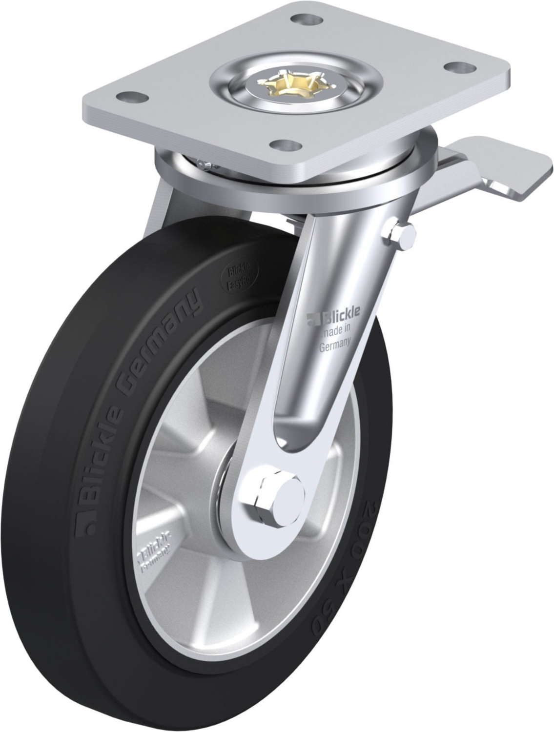 Roulette pivotante LO-ALEV à platine Roulement à billes Avec frein Stop-top Blickle