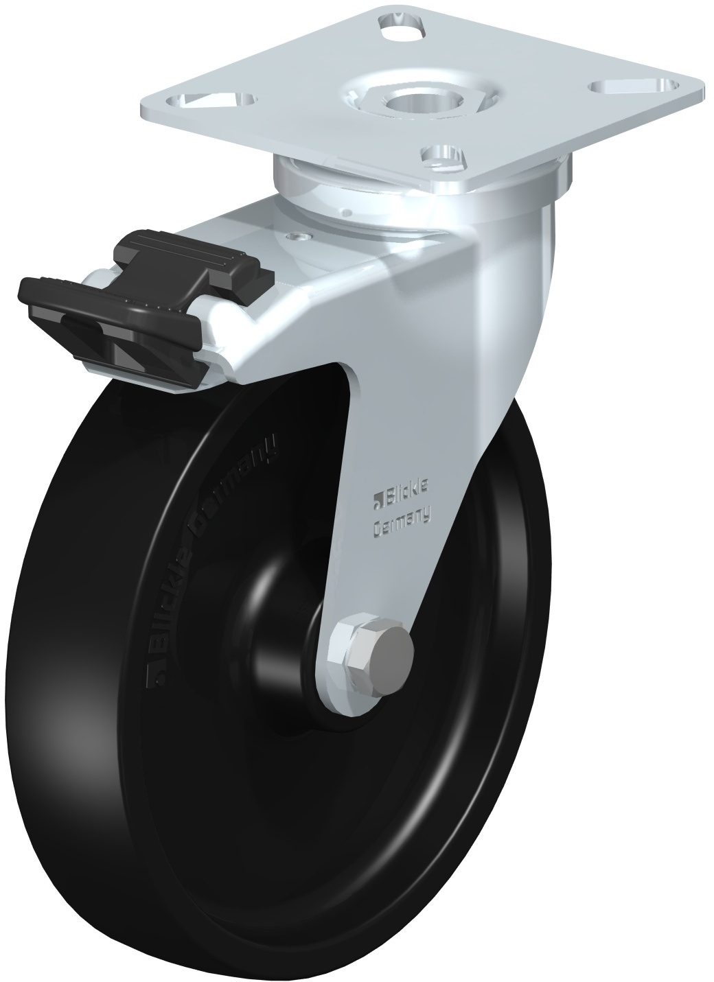  Roulette pivotante LPA-POA à platine Moyeu lisse avec frein Radstop 