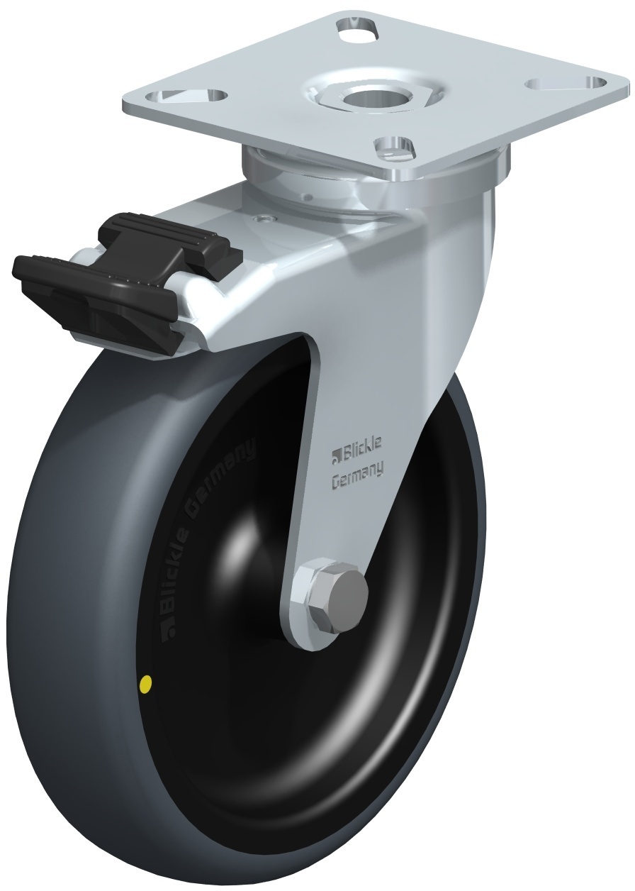 Roulette pivotante LPA-TPA à platine Electro-conductrice Moyeu lisse avec frein Stop-fix Blickle