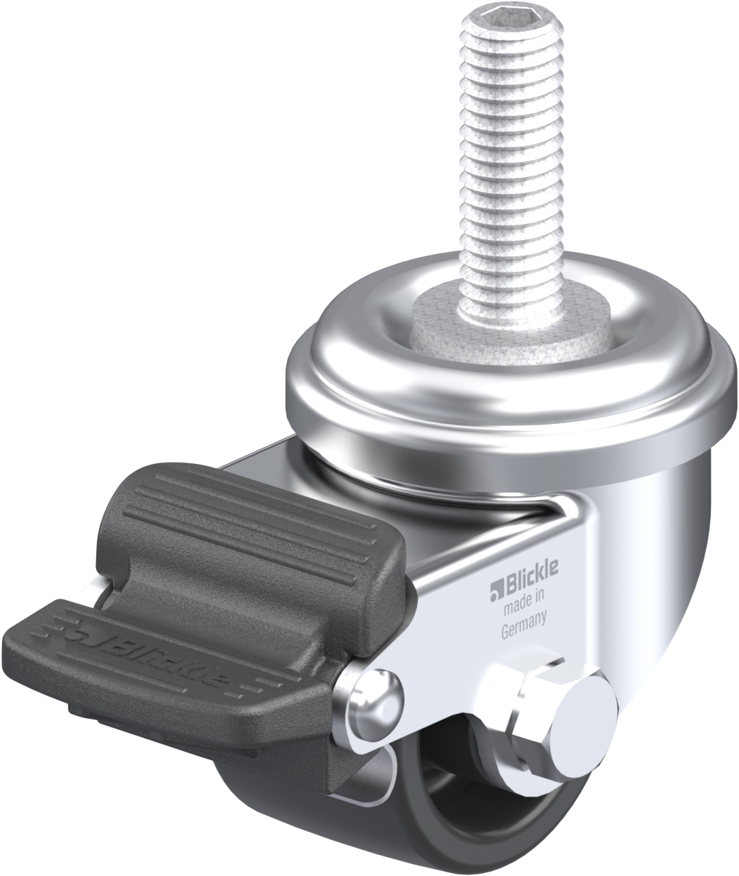 Roulette pivotante LRA-POA à trou central Moyeu lisse avec frein Radstop Blickle