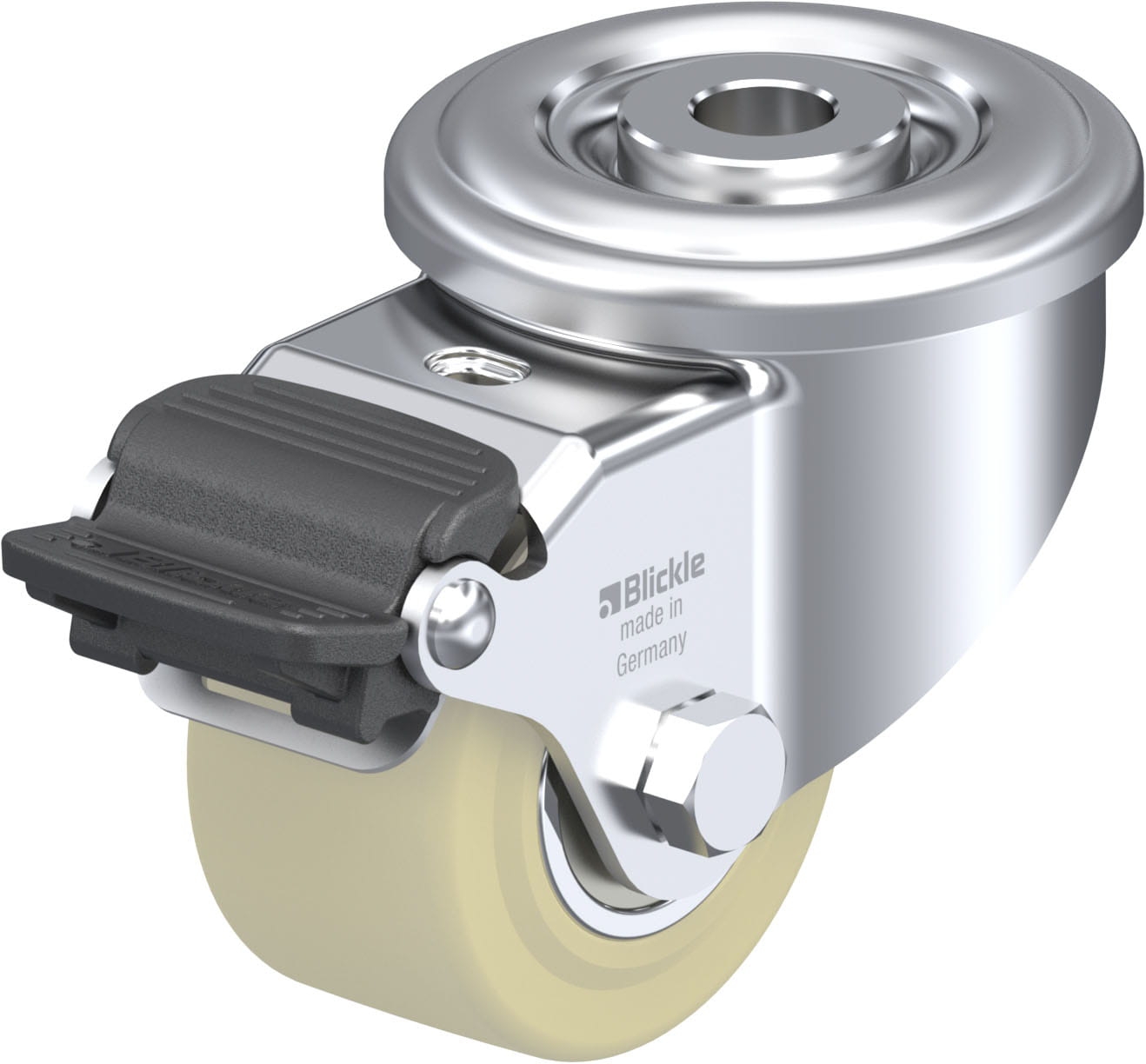 Roulette pivotante LR-GSPO à trou central Roulement à billes avec frein Radstop Blickle