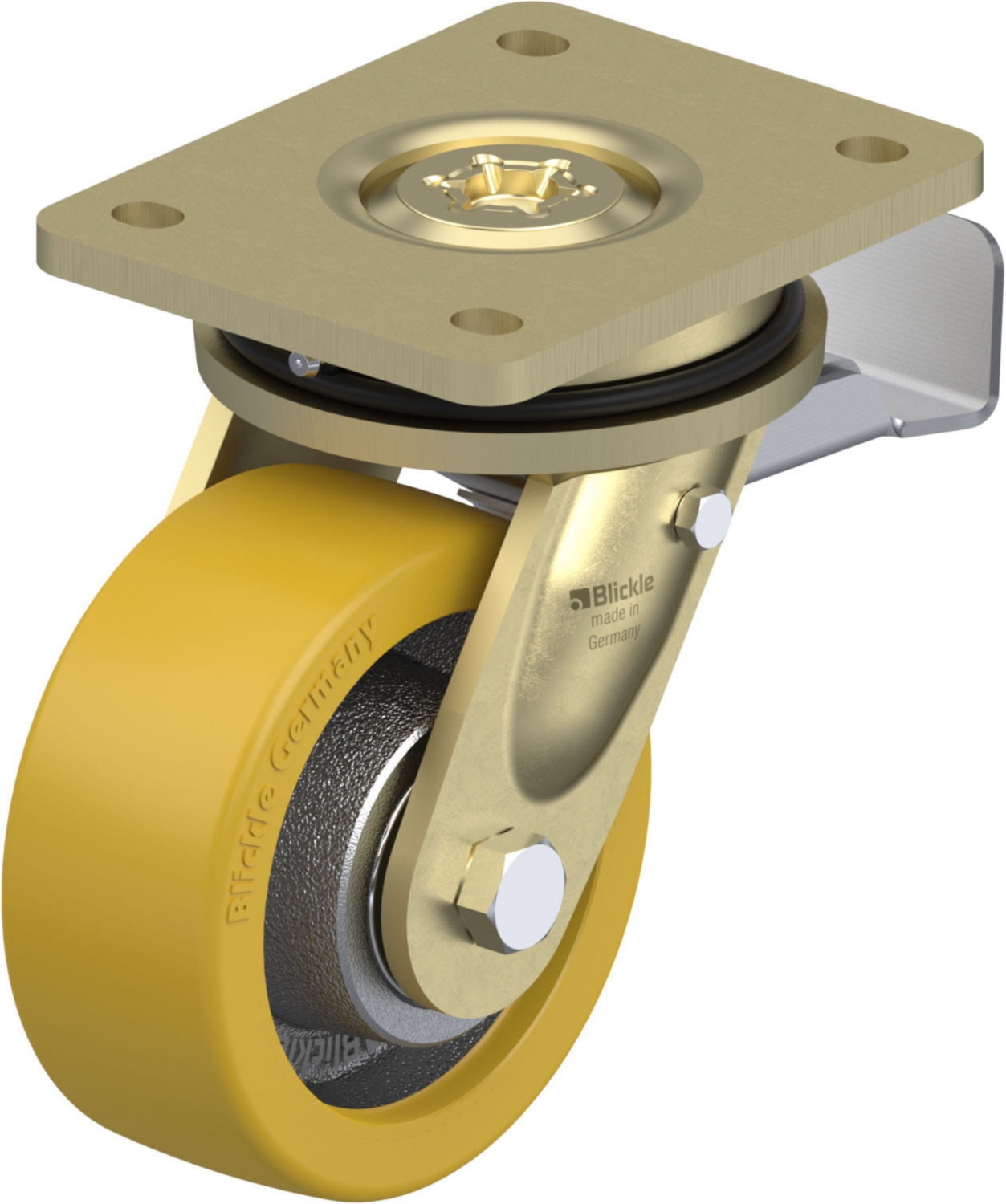 Roulette pivotante LS-GTH à platine Roulement à billes Avec frein Stop top Blickle
