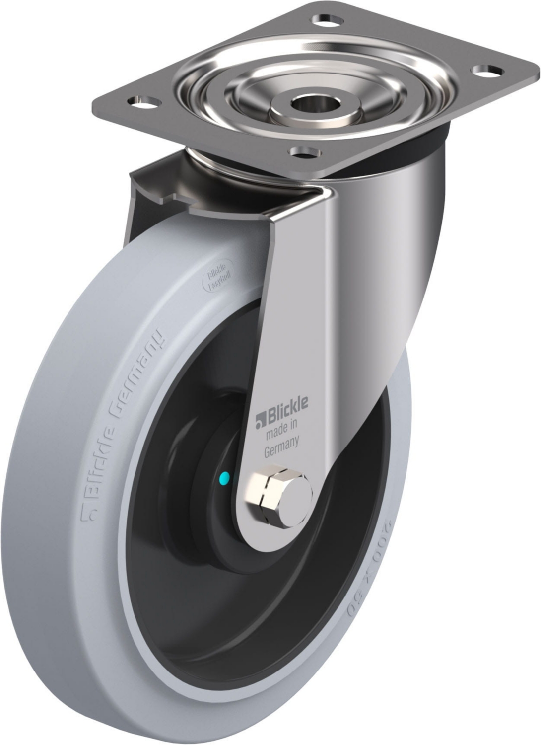 Roulette pivotante LX-POEV à platine Non tâchant grisPare-fils étanche Roulement à billes Sans frein Blickle