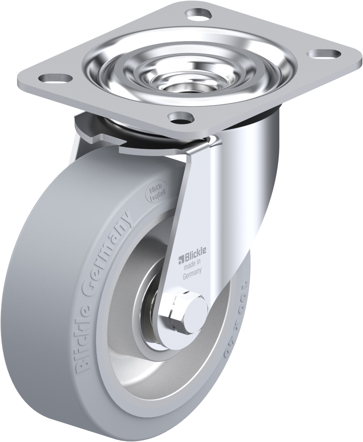 Roulette pivotante L-ALEV à platine Protège-pied non tachant gris à billes sans frein 