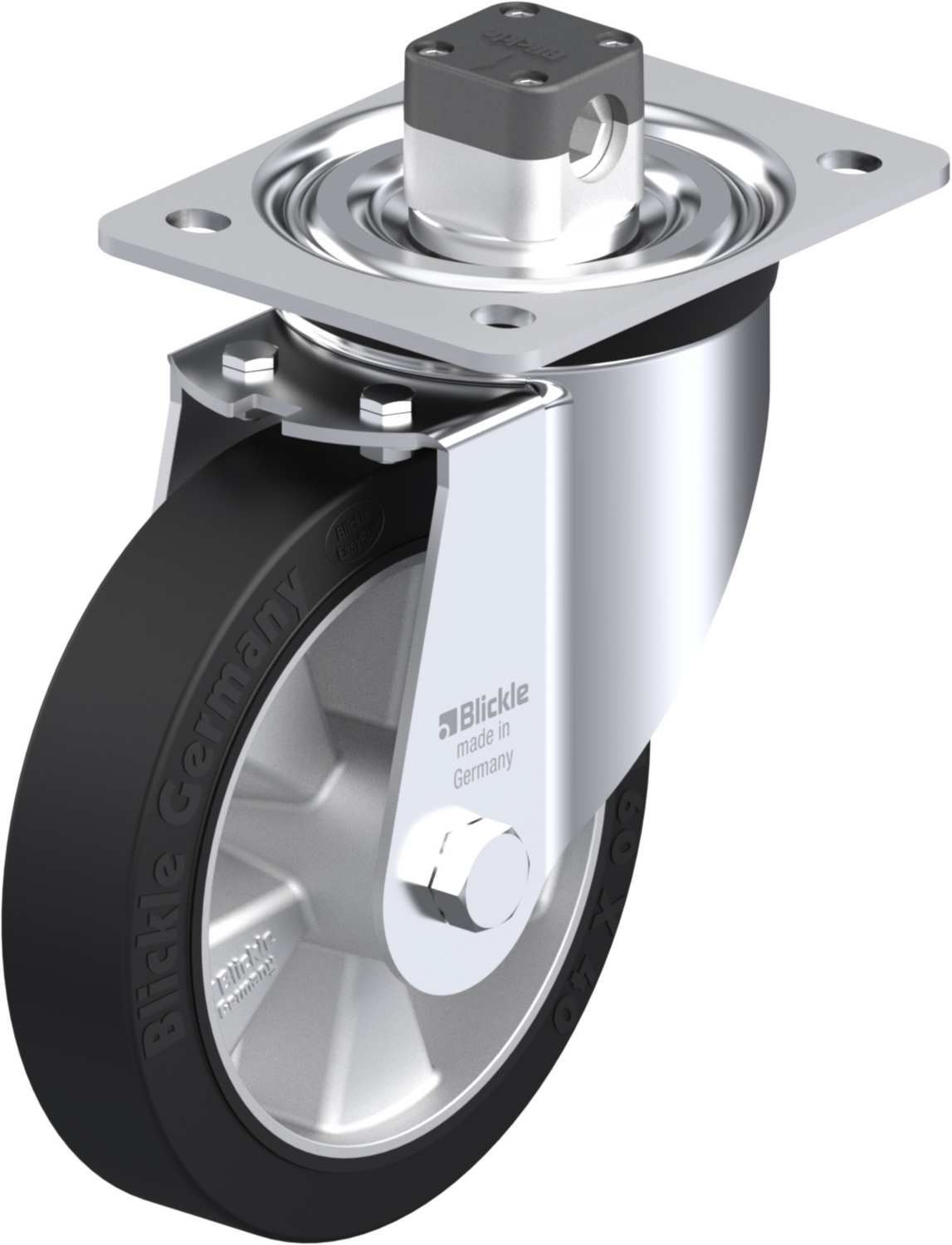 Roulette pivotante L-ALEV à platine à billes avec frein Central-stop Blickle