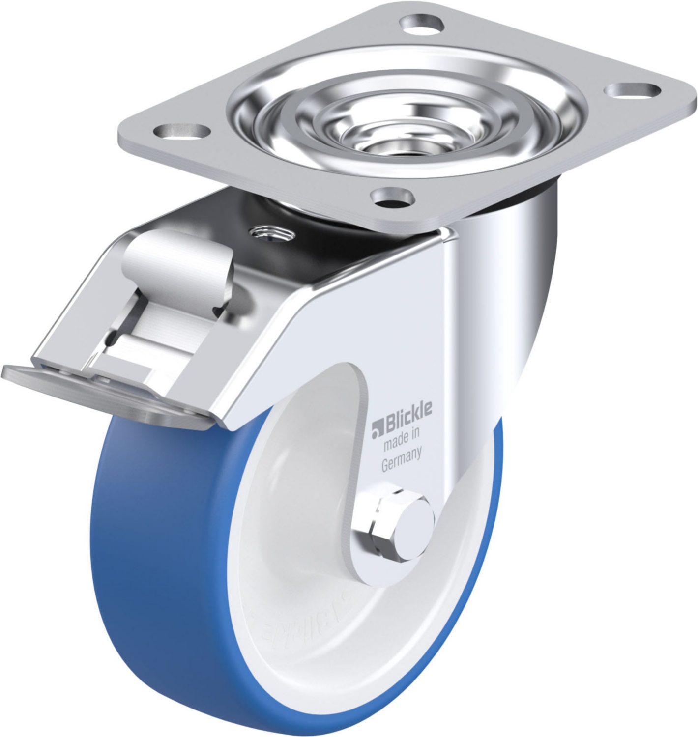 Roulette pivotante L-POTHS à platine Moyeu lisse avec frein Stop-fix Blickle