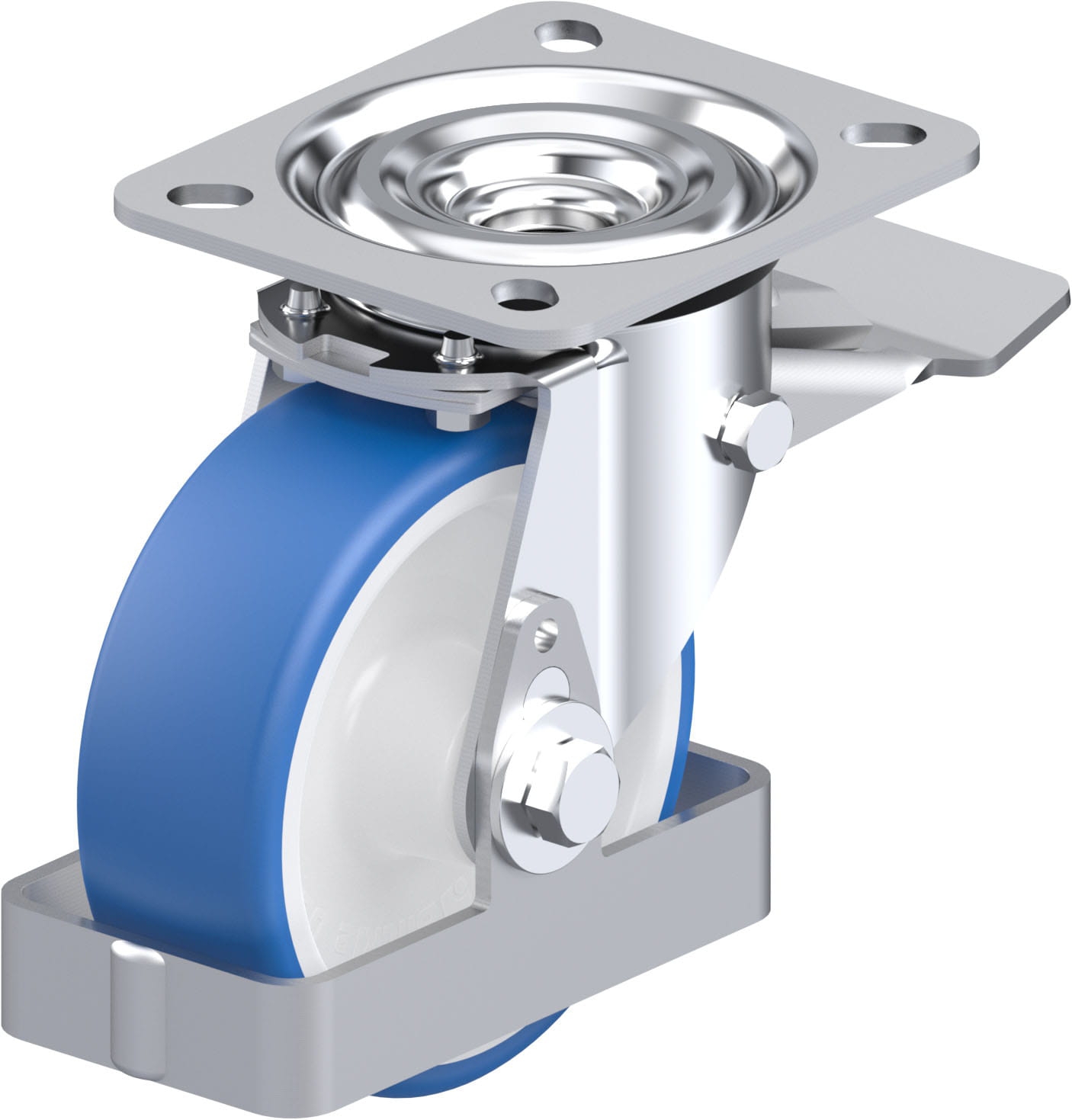 Roulette pivotante L-POTHS à platine Protège-pied Moyeu lisse avec frein Stop-top Blickle