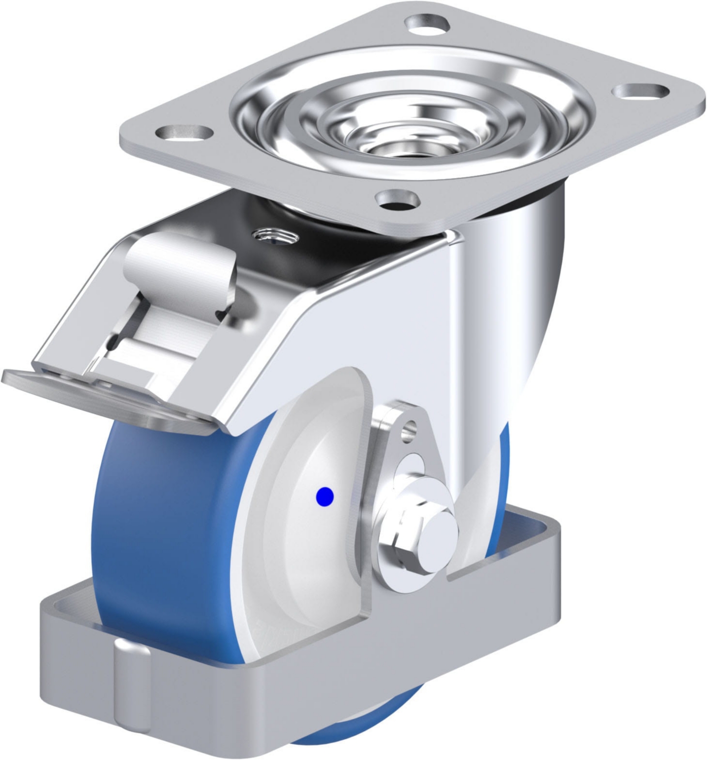 Roulette pivotante L-POTHS à platine Roulement à billes Inox avec frein Stop-fix Blickle