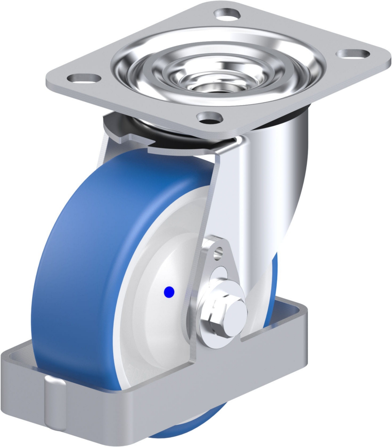  Roulette pivotante L-POTHS à platine Roulement à billes Inox sans frein 