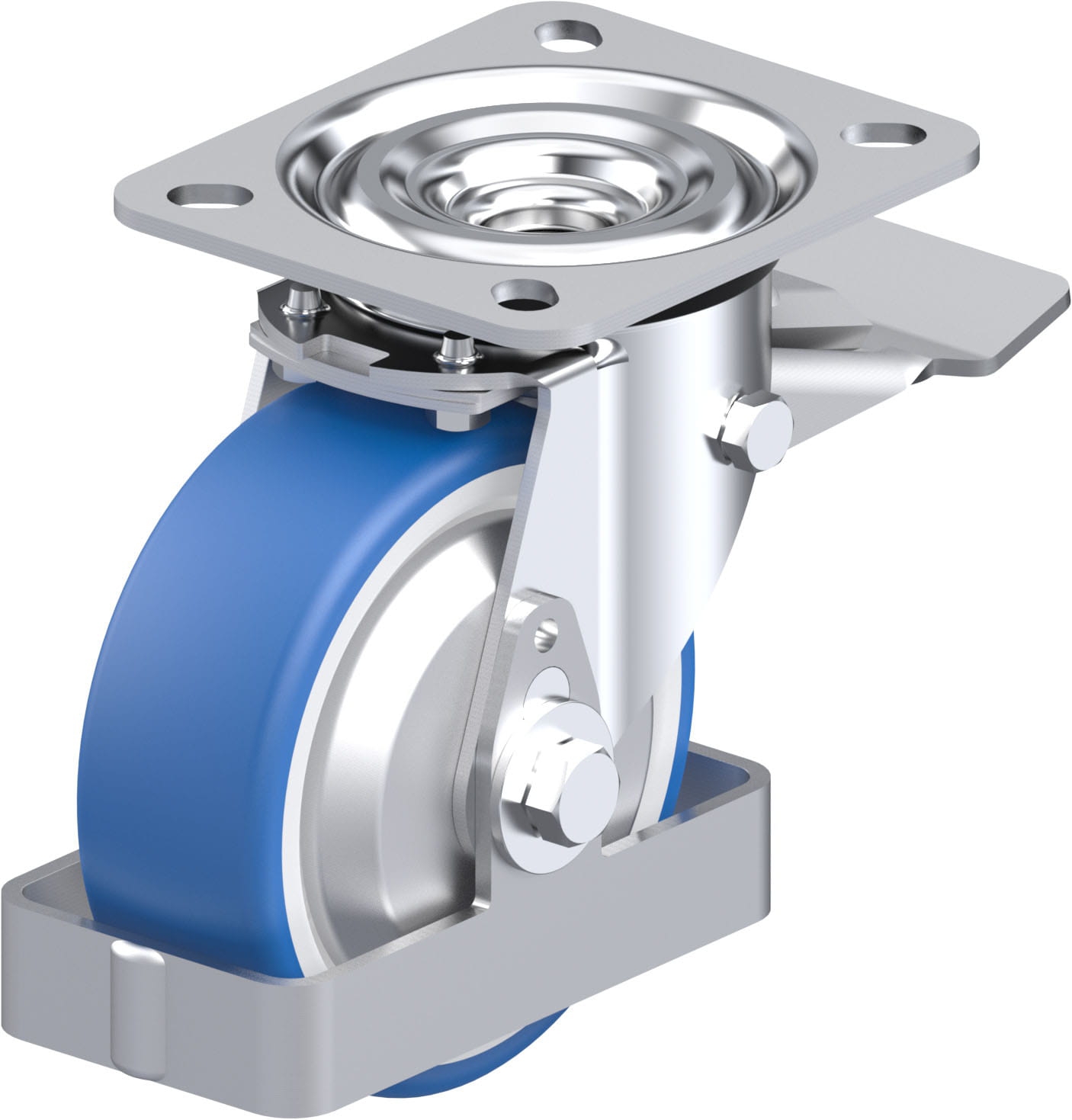 Roulette pivotante L-POTHS à platine Pare-fils à rouleaux Inox avec frein Stop-top Blickle