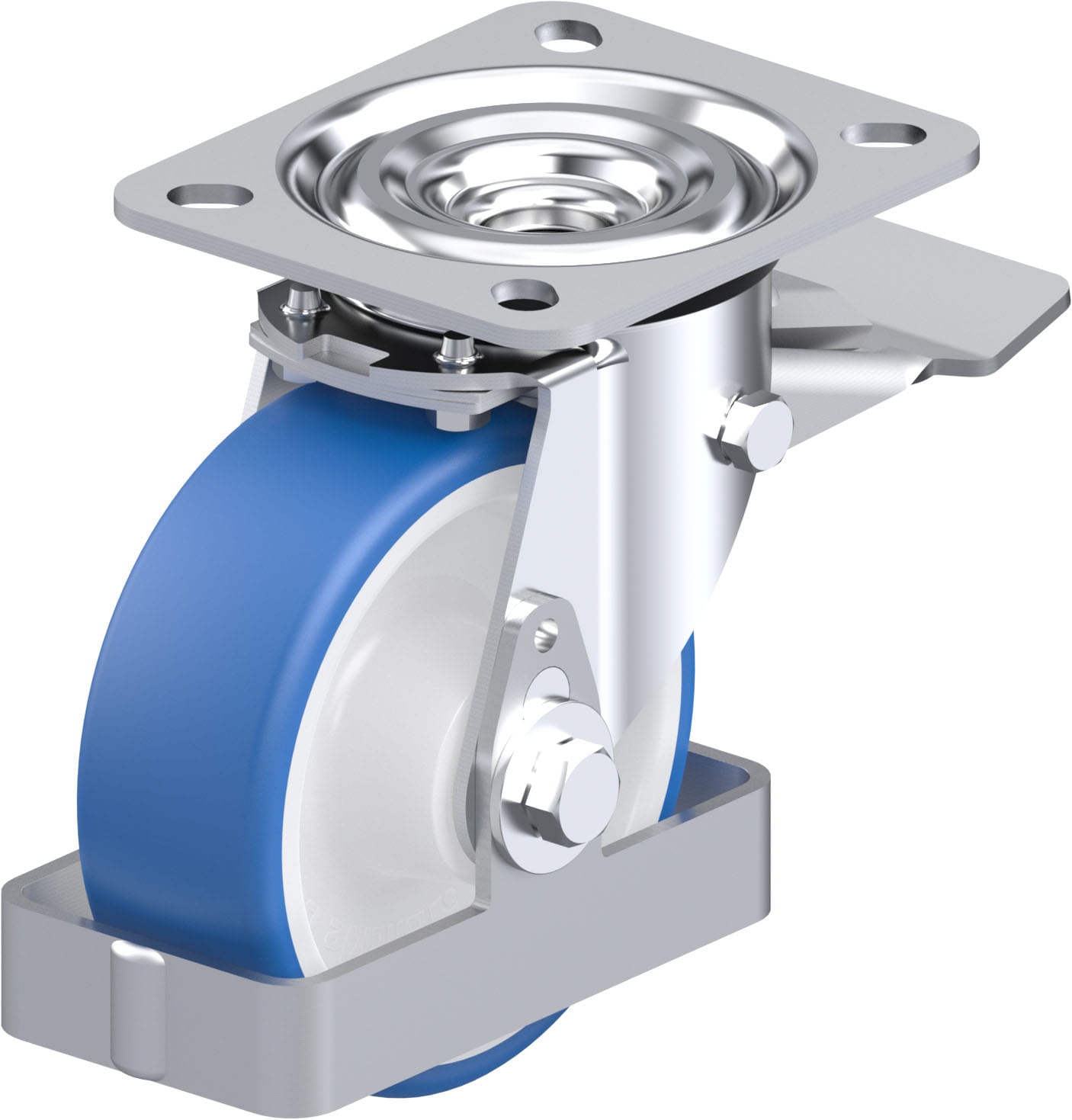 Roulette pivotante L-POTHS à platine Protège-pied Roulement à rouleaux avec frein Stop-top Blickle