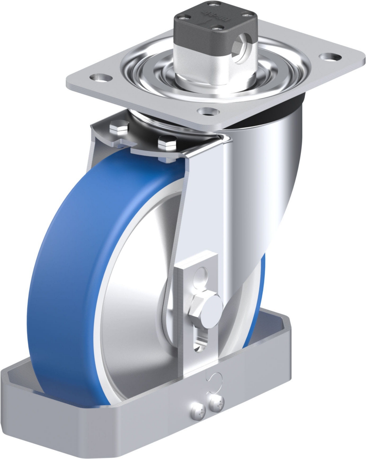 Roulette pivotante L-POTHS à platine Pare-fils à billes Inox avec frein Central-stop Blickle