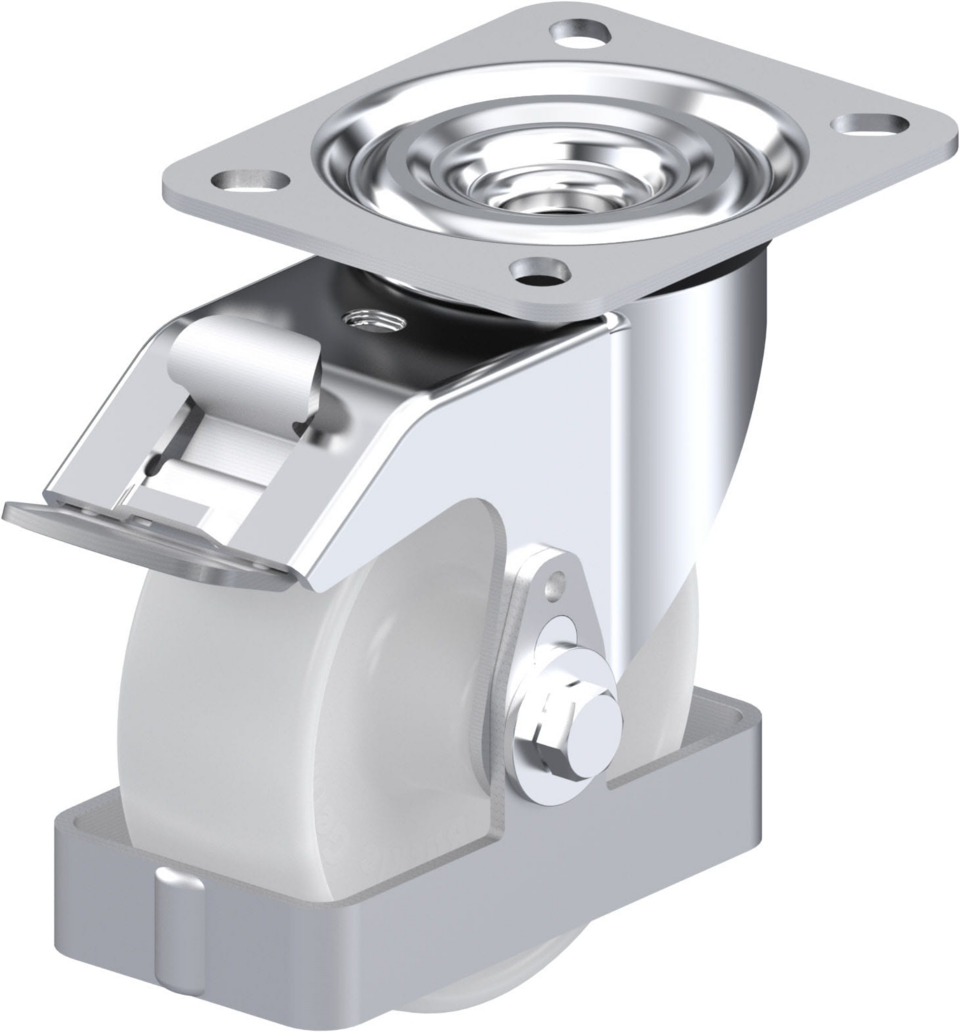  Roulette pivotante L-PO à platine Moyeu lisse avec frein Stop-fix 