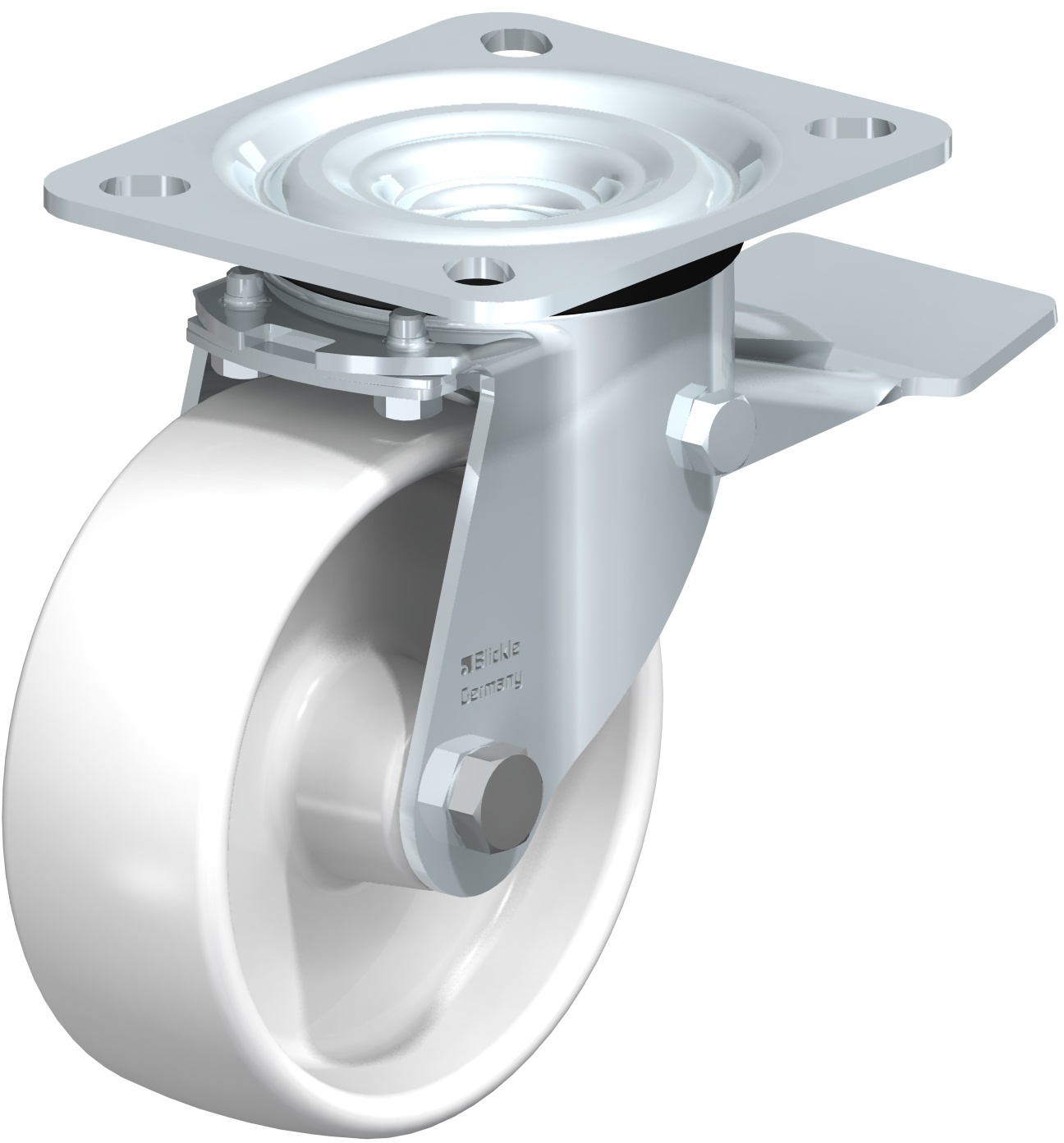 Roulette pivotante L-PO à platine Moyeu lisse avec frein Stop-top Blickle