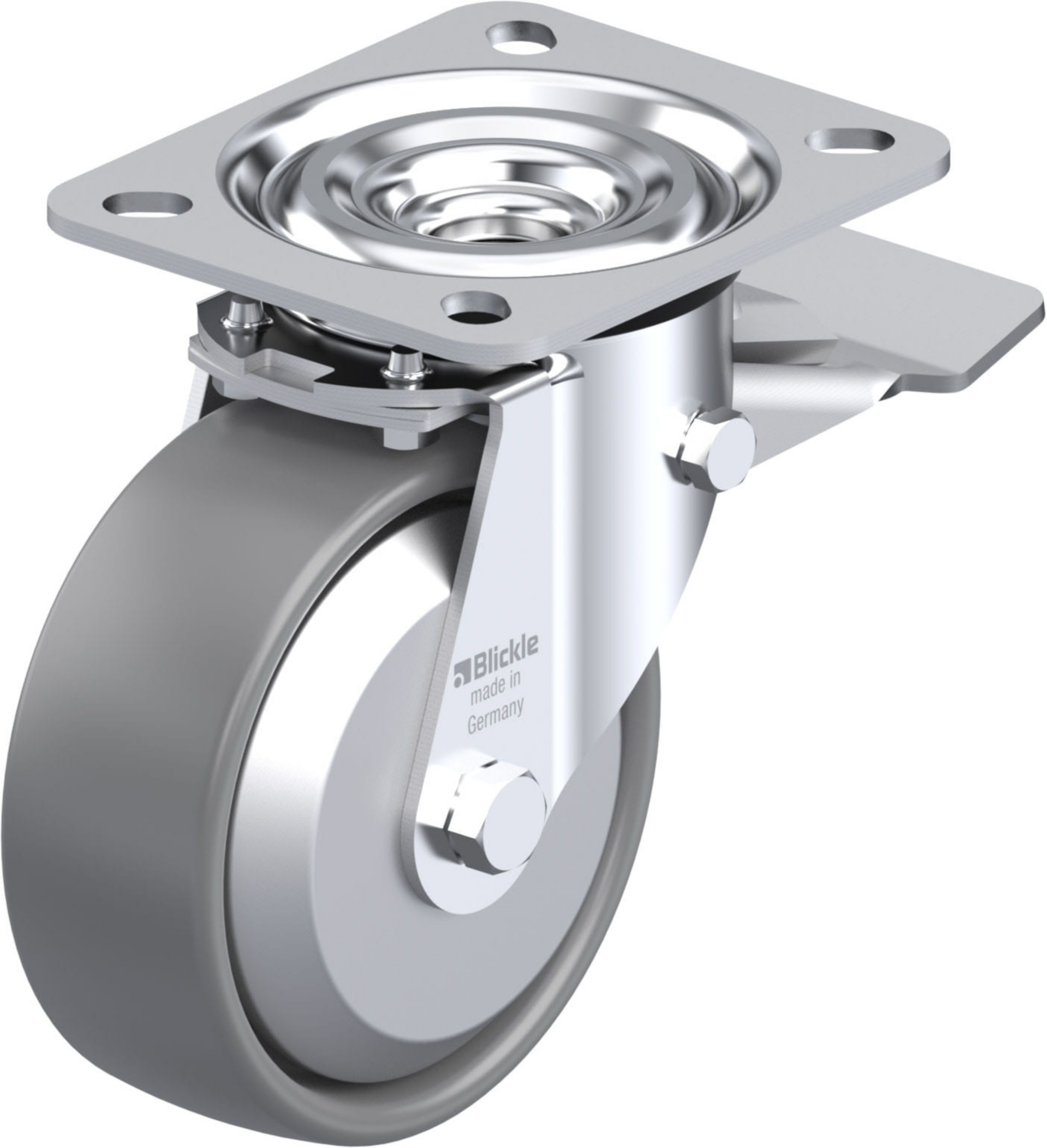 Roulette pivotante L-PO à platine Electro-conductrice Pare-fils Moyeu lisse Stop-top Blickle