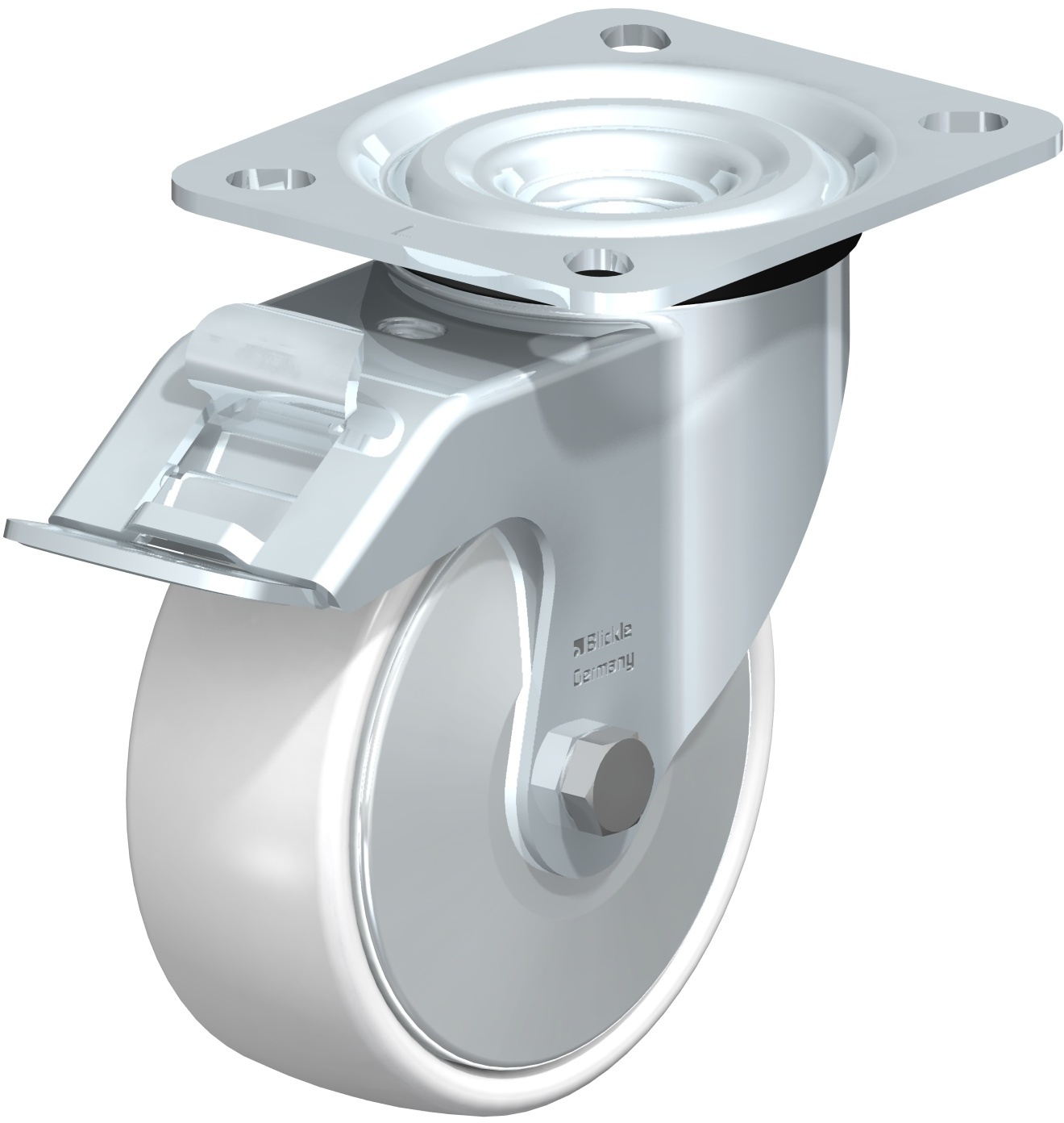Roulette pivotante L-PO à platine Pare-fils Roulement à rouleaux avec frein Stop-fix Blickle
