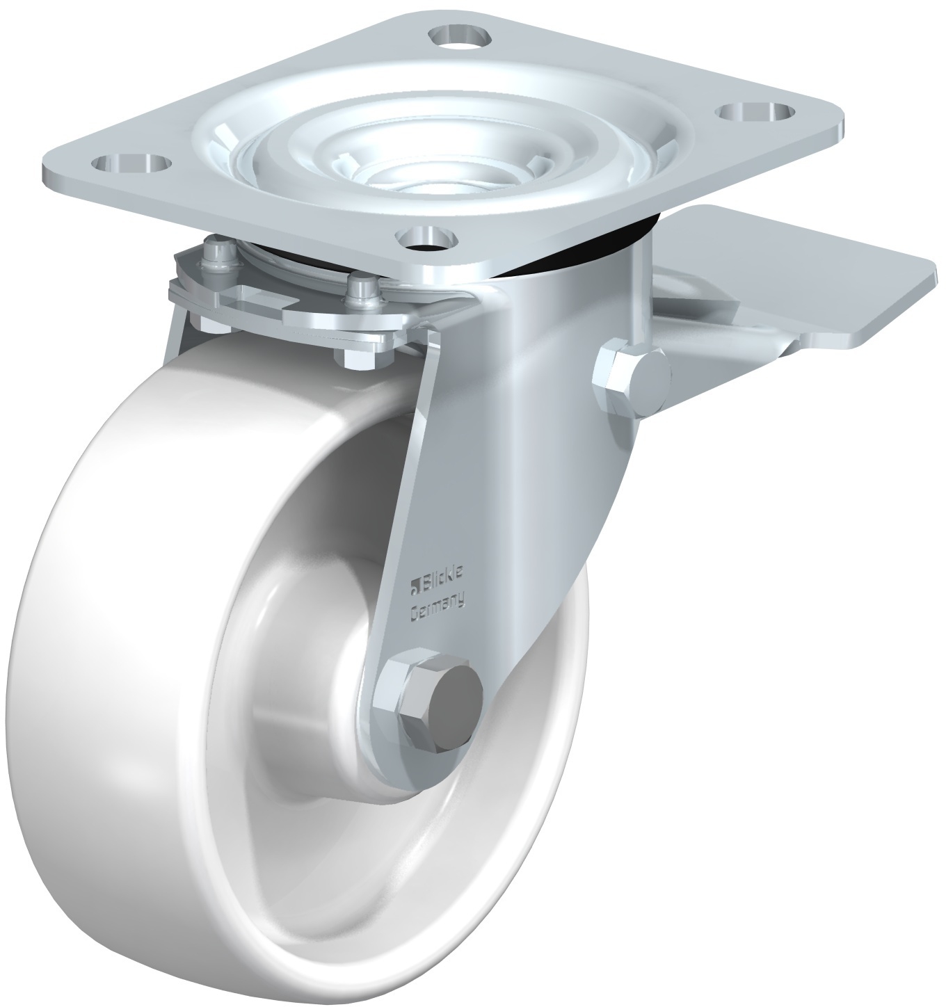 Roulette pivotante L-PO à platine Roulement à rouleaux avec frein Stop-top Blickle