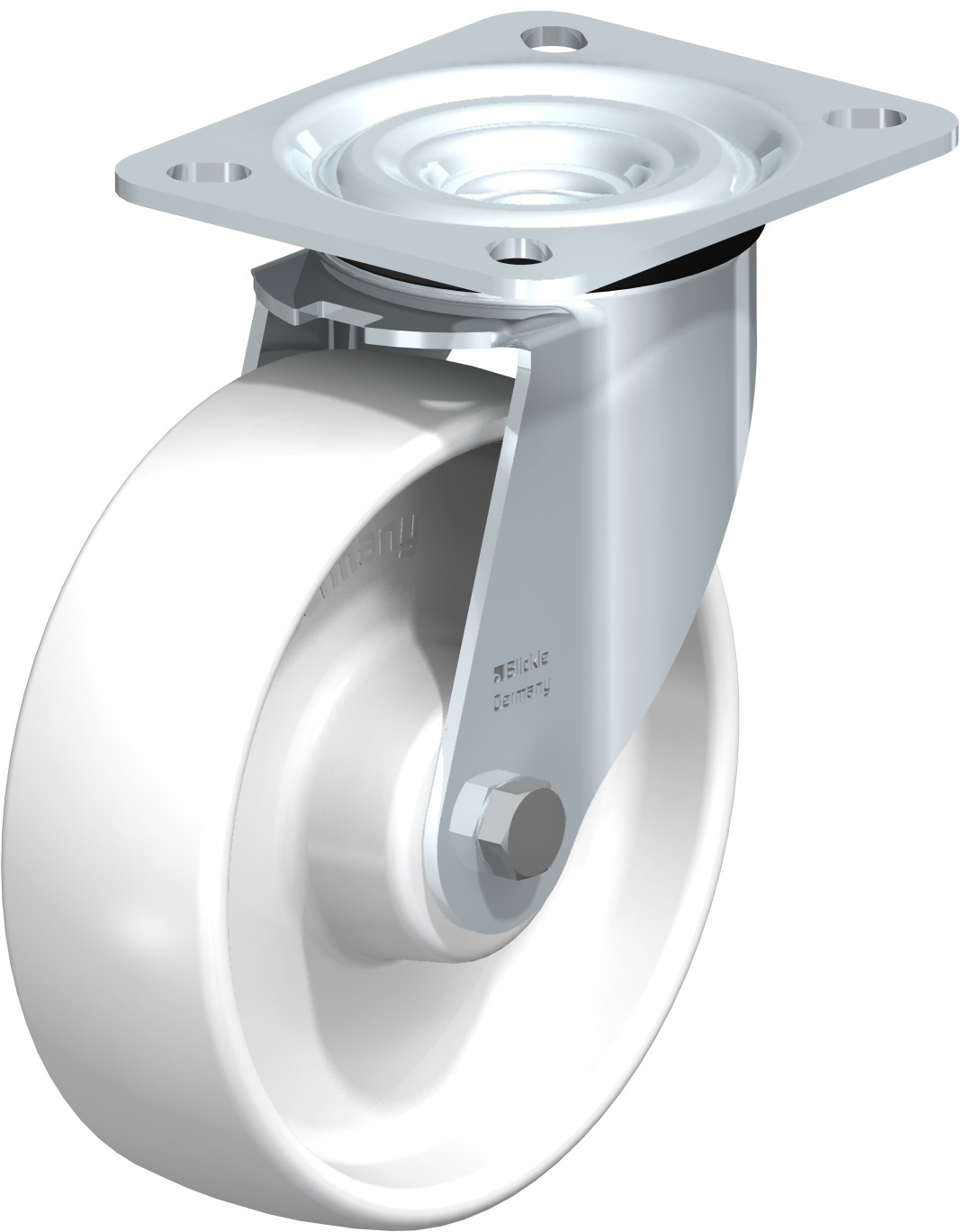  Roulette pivotante L-PO à platine Protège-pied Roulement à rouleaux Inox sans frein 