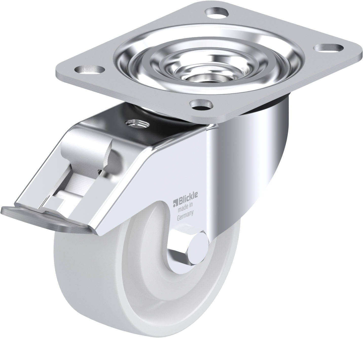 Roulette pivotante L-PO à platine Roulement à billes Avec frein Stop-fix Blickle