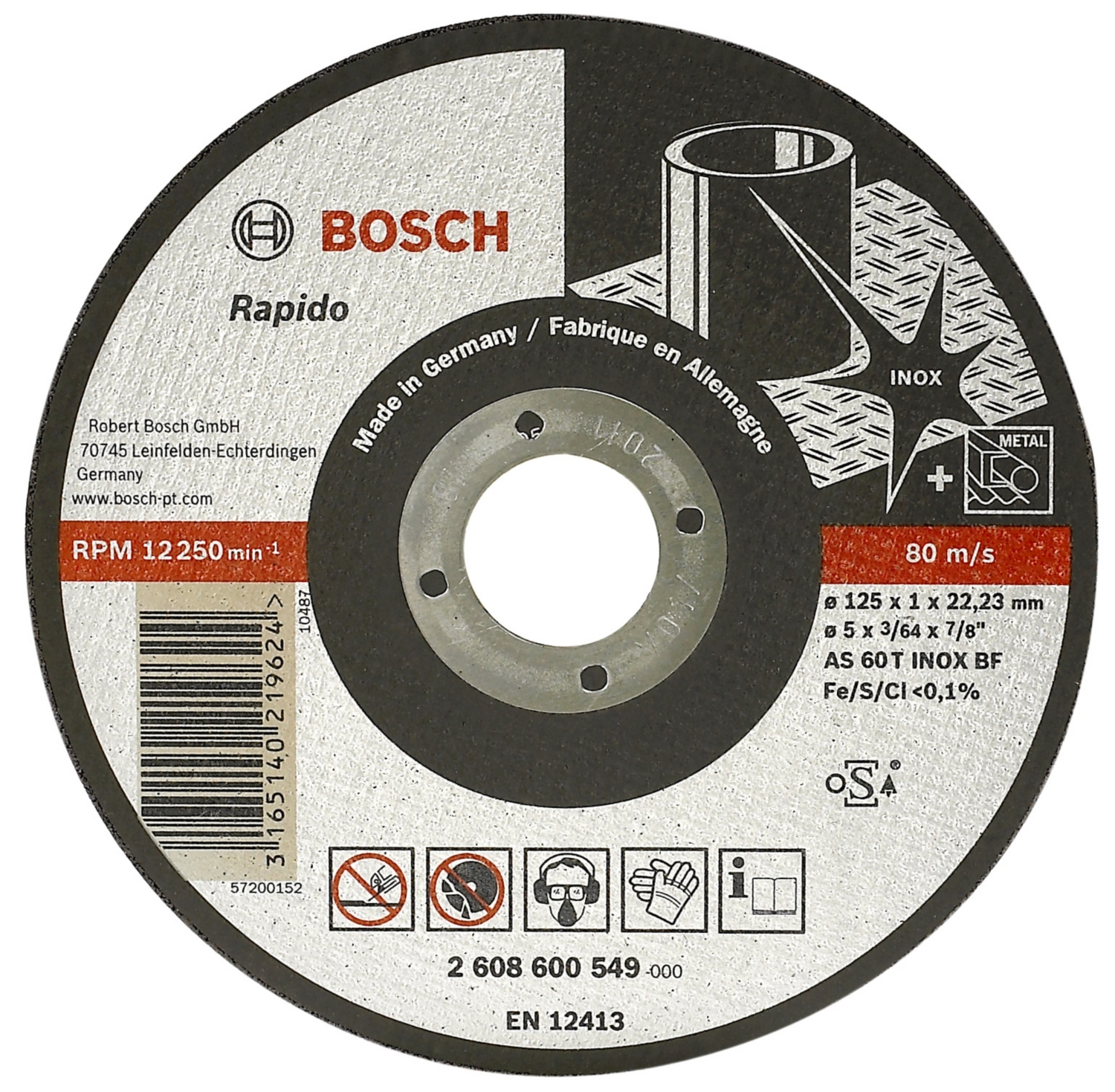 Disque à tronçonner acier/inox Bosch Professional