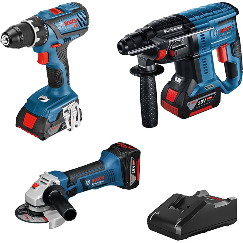 Kit 3 outils Perceuse GSR 18V-28 + Meuleuse GWS 18 125 V-LI + Perfo GBH 18V-20 0615990M0S Bosch Professional