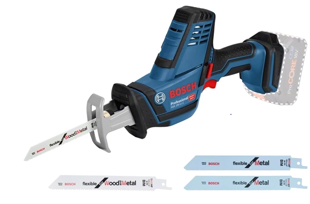 Bosch Professional 18V System scie sauteuse sans-fil GST 18 V-LI S (poignée  étrier, profondeur coupe bois/alu/métal : 120/20/8 mm, 3 lames