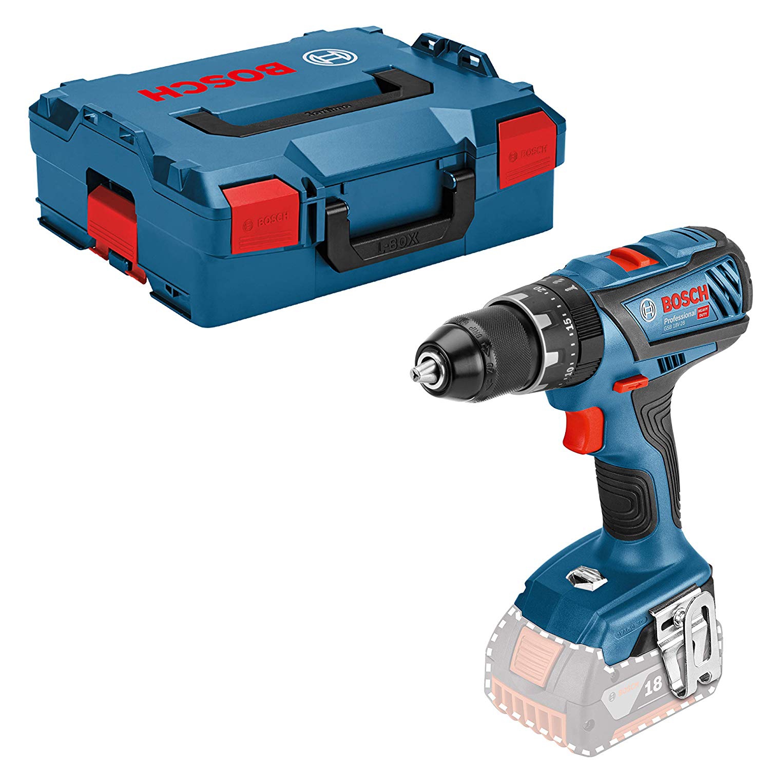 Perceuse visseuse à percussion Bosch Professional GSB 18V-28(28/63/- Nm),2  batteries 4,0Ah, chargeur GAL 18V40, L-BOXX - 06019H400C - Cdiscount  Bricolage