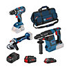 Kit 3 outils 18V : perforateur, meuleuse angulaire et perceuse-visseuse sans fil Bosch Professional