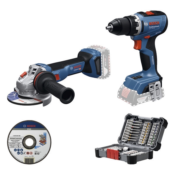 Kit 2 outils 18 V + disque à tronçonner et coffret d'embout