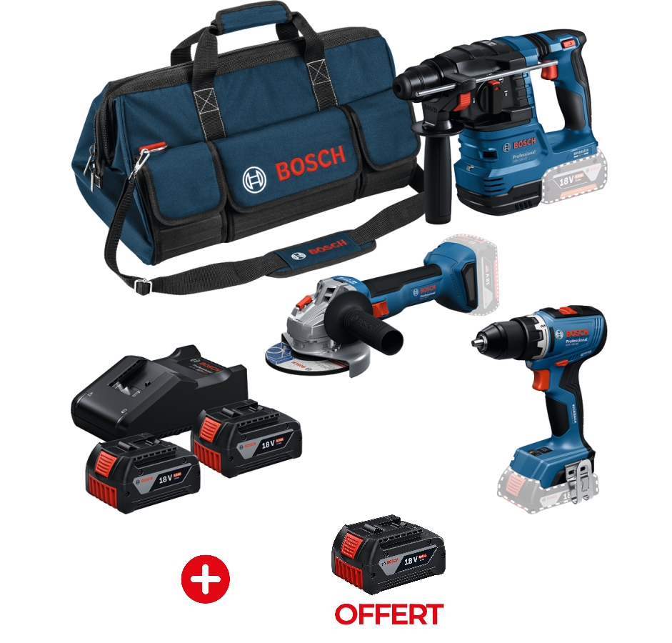  Kit de 3 outils 18V + 1 Batterie 18V 5Ah en cadeau 