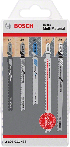  Pack de 15 lames de scie sauteuse multimatériaux 