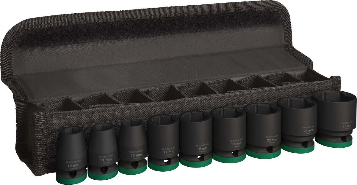 Set de 9 douilles impact PRO 1/2" de 10 à 27 mm