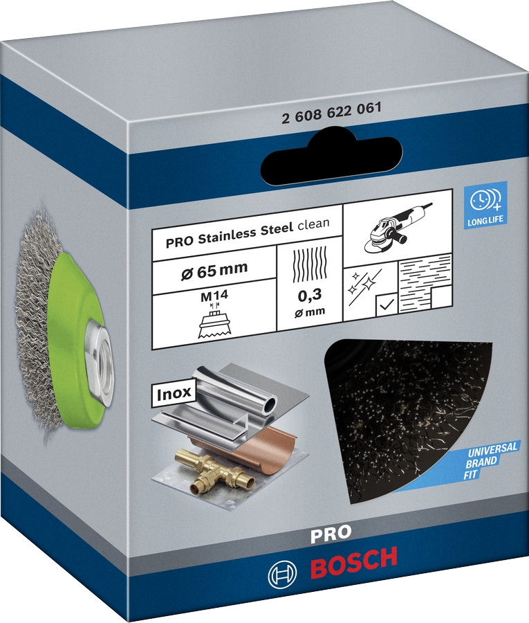 Brosse boisseau Pro inox Diam 65 mm Bosch Professional