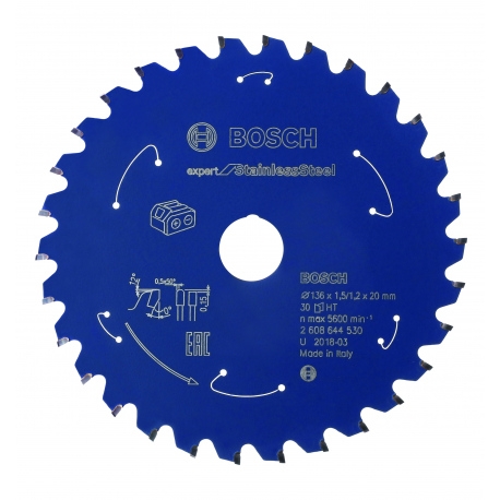 Lame de scie circulaire Sans-fil Expert Inox 136 x 20 x 30T Bosch Professional